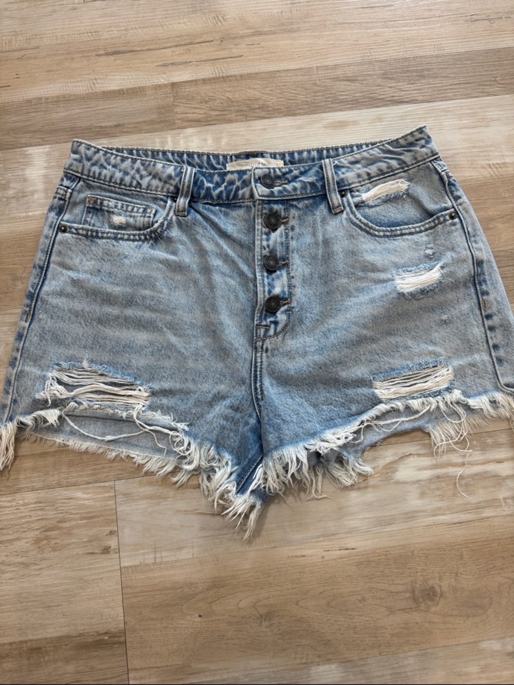 Hidden Light Wash Distressed Denim Women’s Shorts